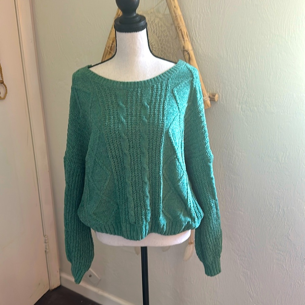 Teal Sweater with sexy back